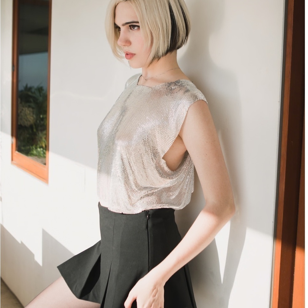 ASOS Labelrail x Julia Cumming chainmail crop top in silver Medium NWT